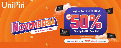 NOVEMBERIA - Hujan Point Di UniPin! Diskon 50% Top Up UniPin Credits!
